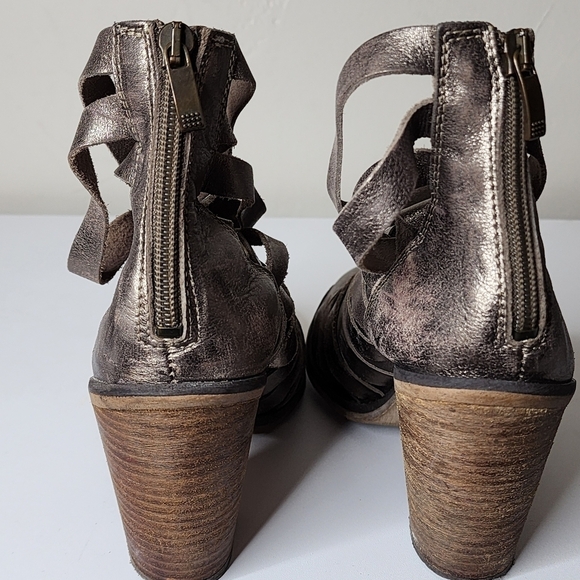 Free People Metallic Leather Strappy Hybrid Ankle Bootie Size 39/US8.5 - Picture 5 of 11